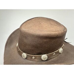 Bullhide Leather Cowboy Hat Mens Large Brown Good Buffalo Nickel Conchos